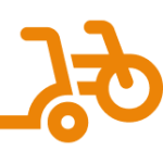 vous pouvez voir une icone de vélo cargo complexe plus, le vélo est de couleur orange.