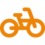 vous pouvez voir une icone d'un vélo cargo complexe, de couleur orange.